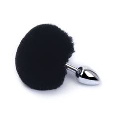 Pompon buttplug stål sort