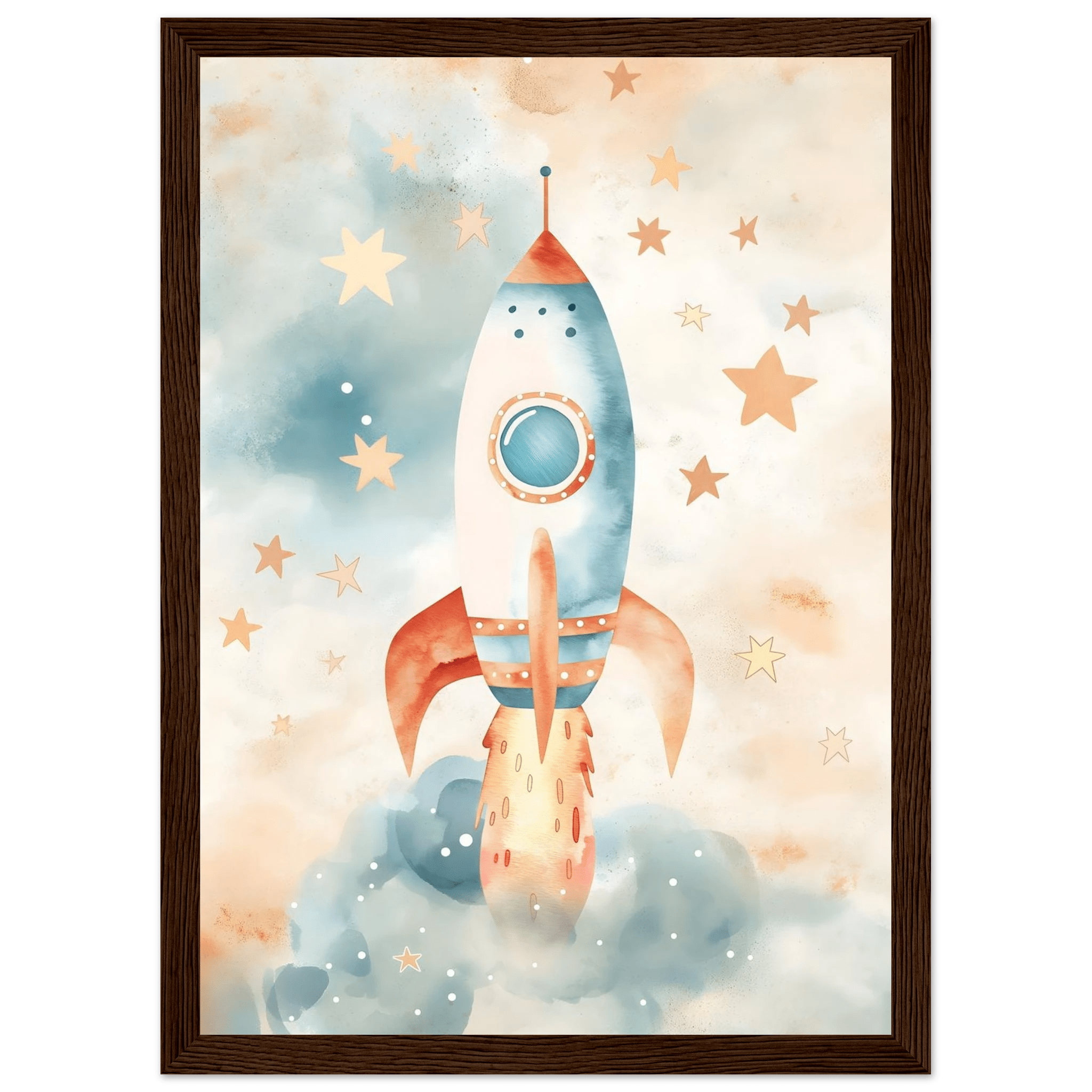 Raketposter-21x29.7 cm / 8x12" / Med ram / Mörkt trä