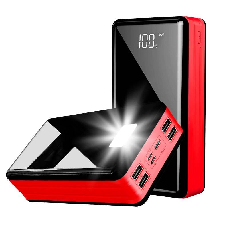80000 mah powerbank bärbar laddare digital display externt batteri 4 usb led powerbank för xiaomi samsung xiaomi iphone - Röd