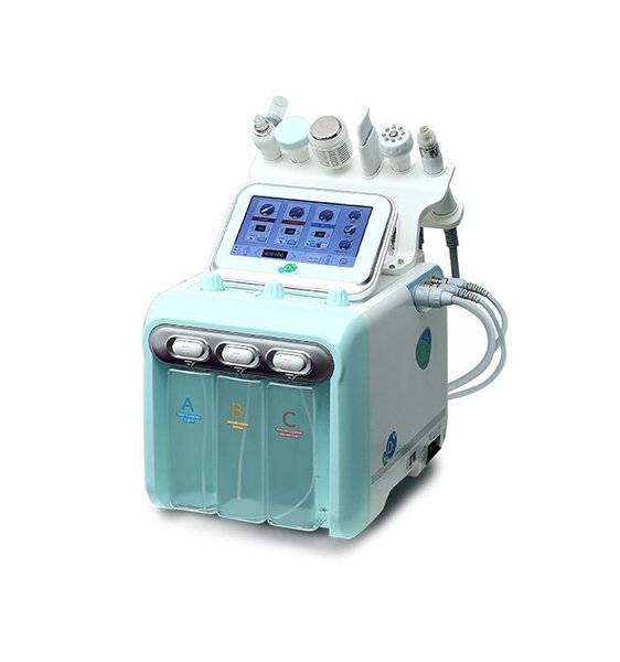 6 in 1 facial skin care device ultrasonic skin scrubber microdermabrasion oxygen jet peel radio frequency face lift beauty machine