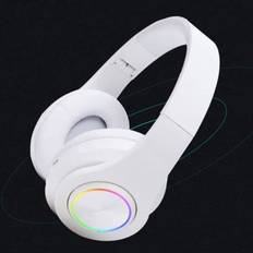 (hvide) Trådløse Bluetooth-hovedtelefoner til kvinder Mærke LED-lys Hvide HiFi Stereo-lydøretelefoner til iPhone/iPad/PC/Telefon Gave