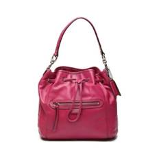 Coach Pre-owned, Pre-owned, Dame, Lyserød, ONE SIZE, Læder, Brugt Poppy Bucket Taske Fuchsia Læder