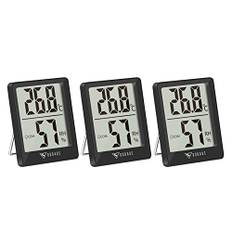 DOQAUS 3-pack Inomhustermometer, Digital Termohygometer Inomhus, Fuktighetsmätare, Exakt Temperaturfuktighetsmätare för Hemmet, Kontor, Växthus, Babyrum, Mini Hygrometer (svart)