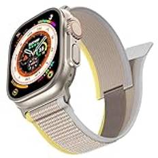 Trail Loop-rem kompatibel med Apple Watch Strap 49 mm 45 mm 44 mm 42 mm Nylon Sport justerbara remmar för iwatch Ultra 2 Series Se 9 8 7 6 5 4 2 3 1 män kvinnor, Gulvit, modernt