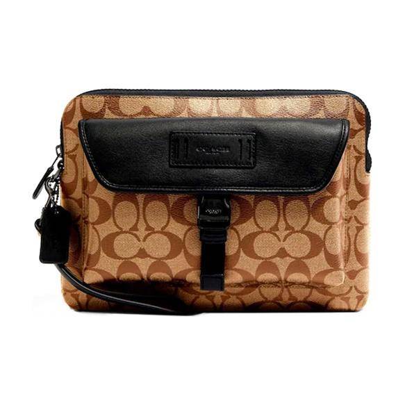 Coach Ranger 26 Fashion Versatile Classic C Pattern Print Buckle Leather Wallet Clutch Medium Men wallets Brown 2811-QBTN2 Basic Set (Bag+Dust Bag)