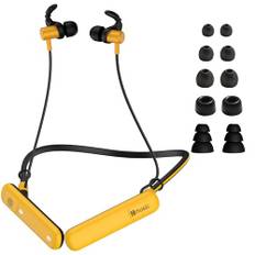 Hmusic Bluetooth-hörlurar med nackband, 80H speltid, IPX7 vattentäta trådlösa hörlurar, ljudisolerande trådlösa hörlurar för arbetsplats, sport, löpning, spel (gul)