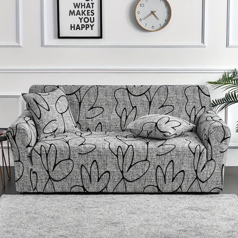 1pc Leaf Printed Elastic Sofa Slipcover, Non-slip Stretch Sofa Cover Room Sofa Protector Cover Home Decor