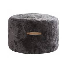 EVA Mjuk Fårskinnspuff - Carbon, Ø60xH40cm
