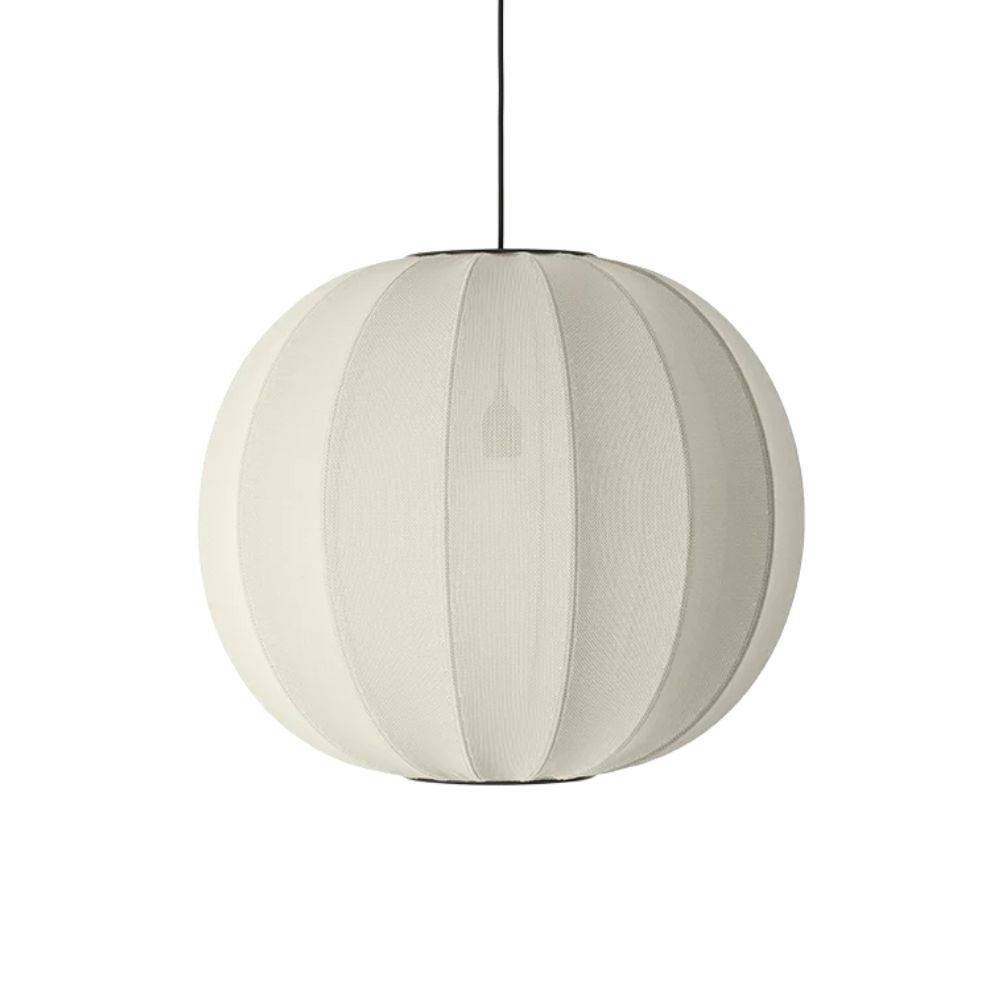 Handgjord stickad-vit rund hänge Pearl White Ø60 cm