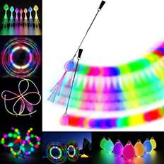 LED Poi Fiber Optic Jongleringsbollar - USB uppladdningsbara Premium Lyssnande Poi med 20 Färglägen | Ljusa Jongleringsbollar för Nybörjare och Professionella | Snurrande Poi-bollar för Barn och Vuxna
