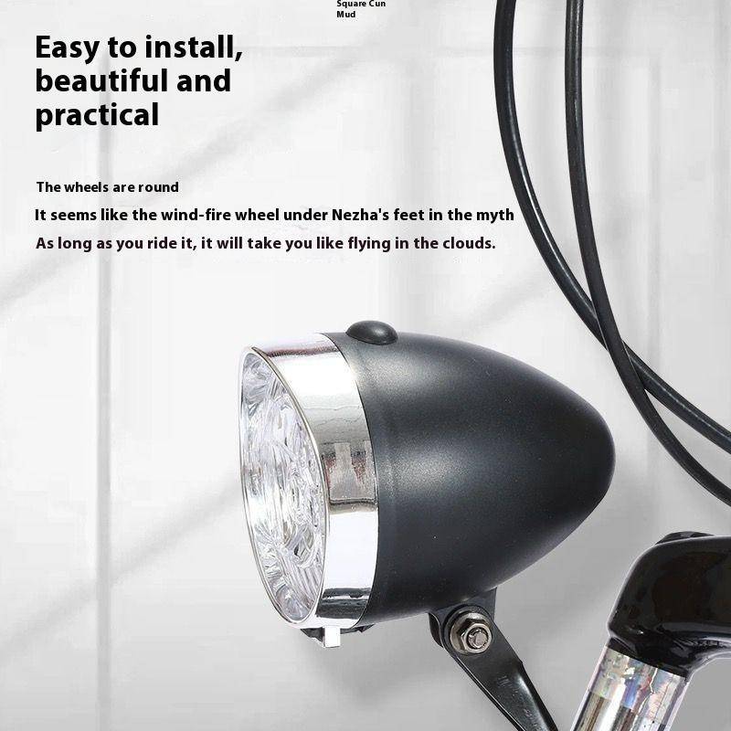 3 LED Retrobelysning för Cykel 3 Ljuslägen Framljus Typ-C Laddning Vintage Klassiska Cyklar Cykeltillbehör silver