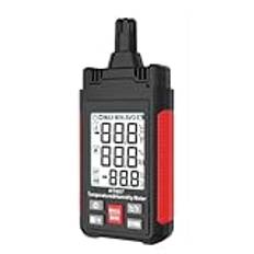 ThreeH termohygrometer stor skärm digital termometer hygrometer med LCD-bakgrundsbelysning relativ luftfuktighet daggpunkt våtboll termometer Min Max Hold