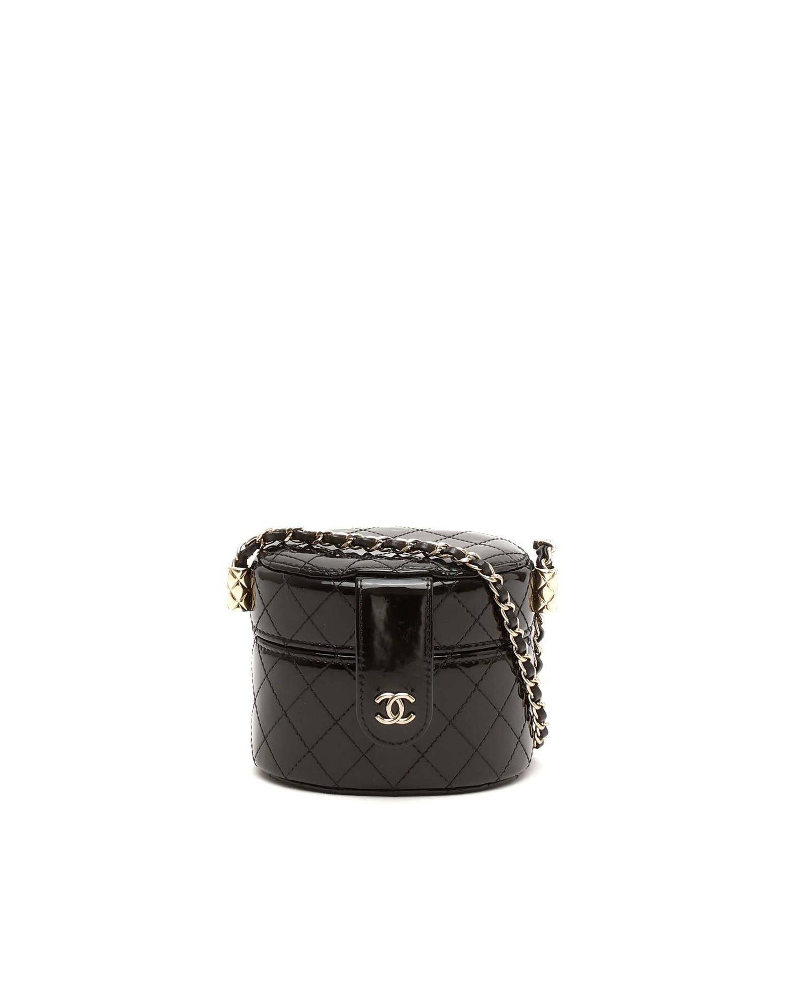 Chanel Mini CC Vanity Patent Chain Bag - Black - One Size