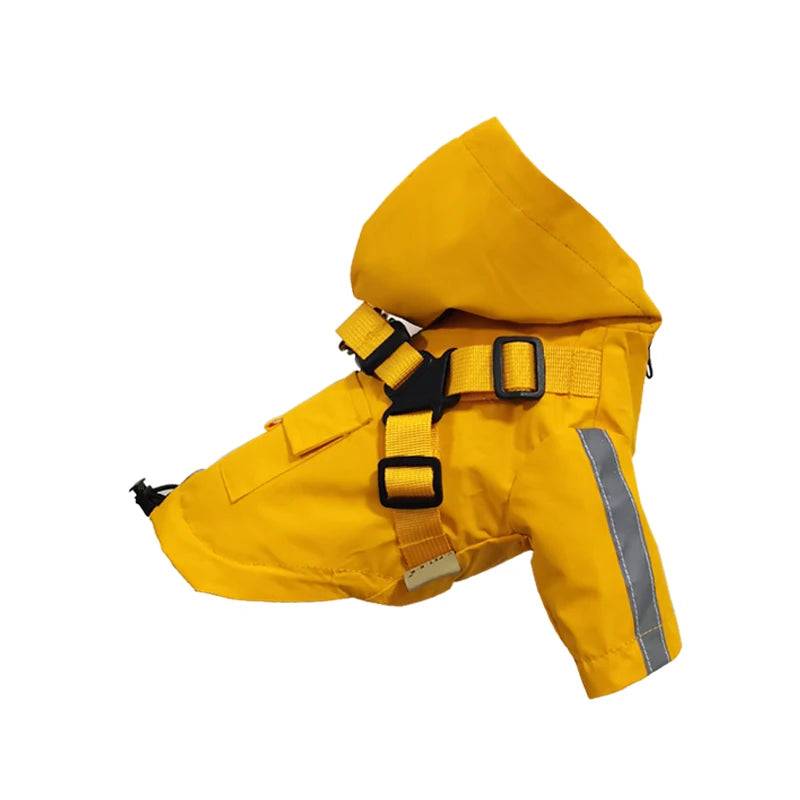 Reflective Waterproof Dog Raincoat with Built-In Harness - Yellow / L / SPC (L)