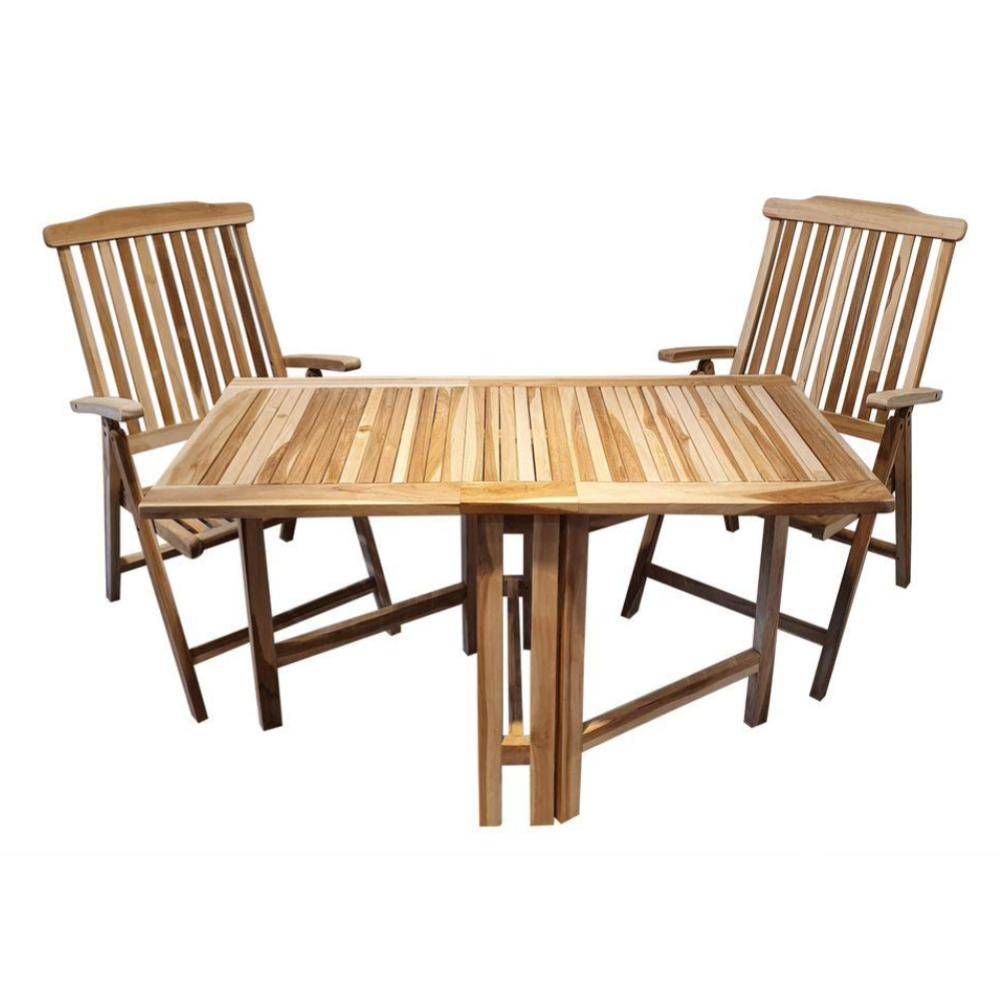 Foldbart cafesæt med positionsstole i silverteak til to - Model: Bounty