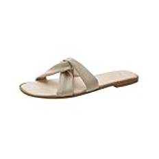 KKvoPiQ Kvinnor flip-flops med platt botten för sommaren, strandskor, platta klackar och sandaler S sandaler damer, Beige, 38 EU 3X-Schmal