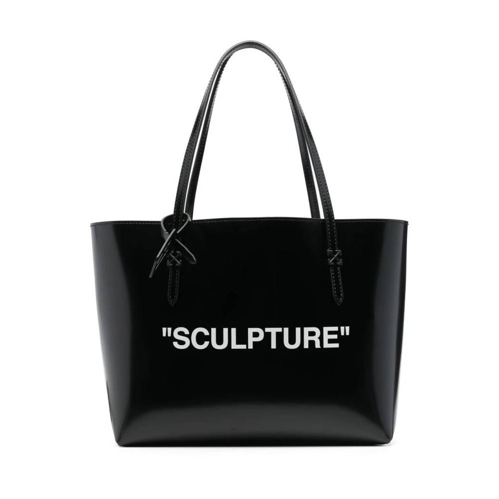 Off White Slogan-print Tote - Tasker - Dame - Sort - ONE SIZE - Læder