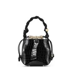 Ganni A6286 Ganni Bou Bucket Bag Patent Croco Black