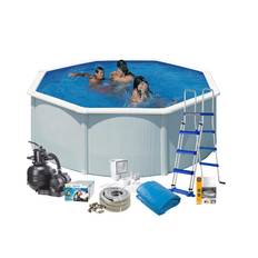 Poolpaket Swim & Fun White Steel Rund Baspaket 120 cm Djup Diameter: 350 cm