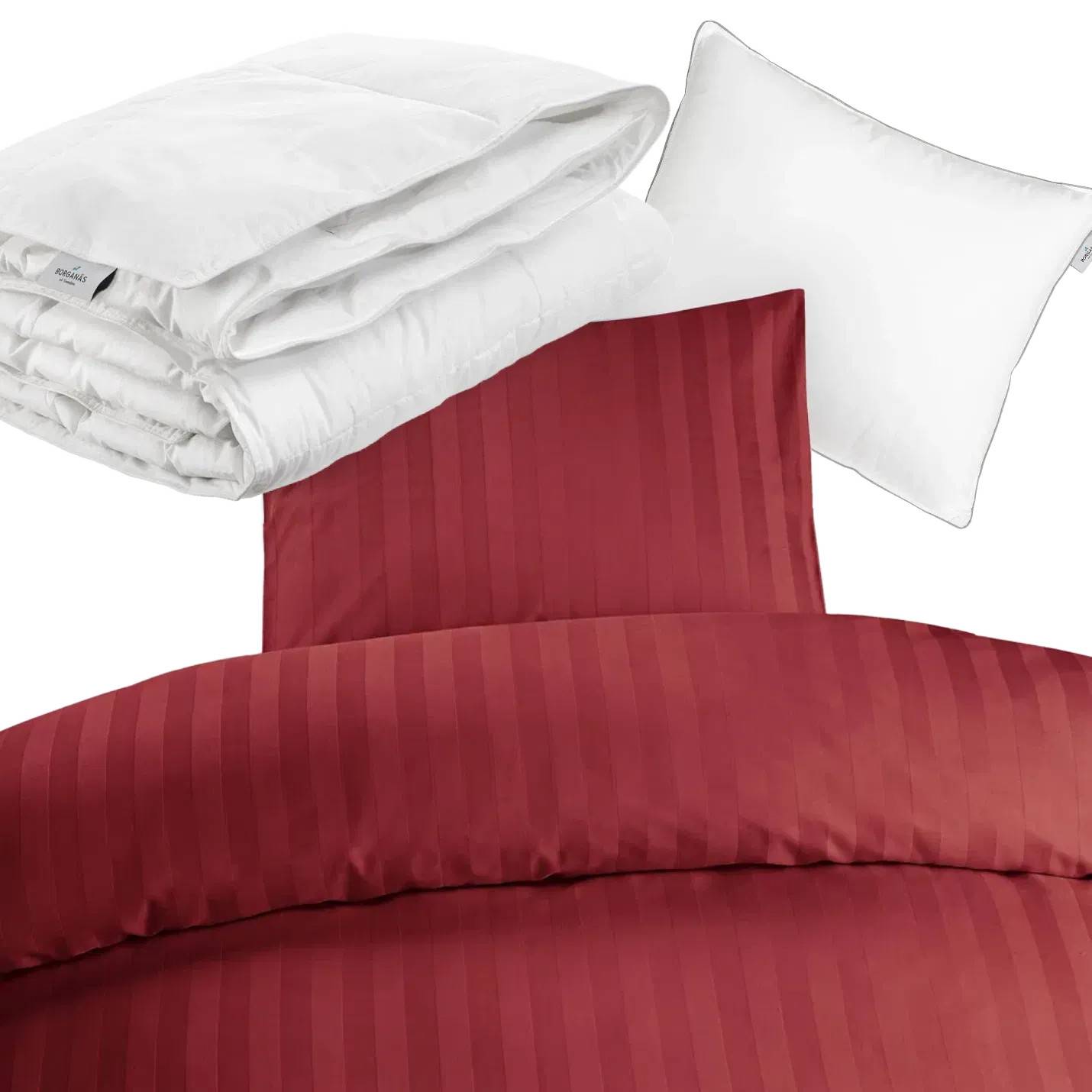 Hotellpaket Röd Standard - Täcke, kudde och bäddset