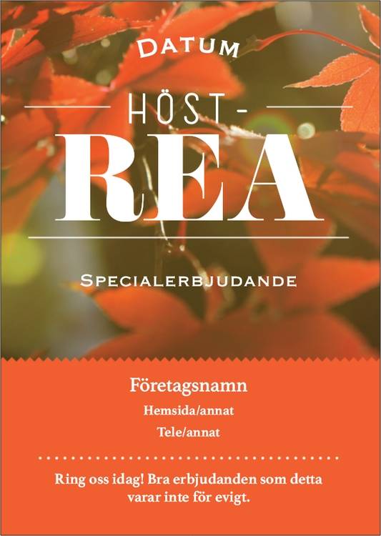 A6-flyers - Orange - Höstrea - Konst & Underhållning