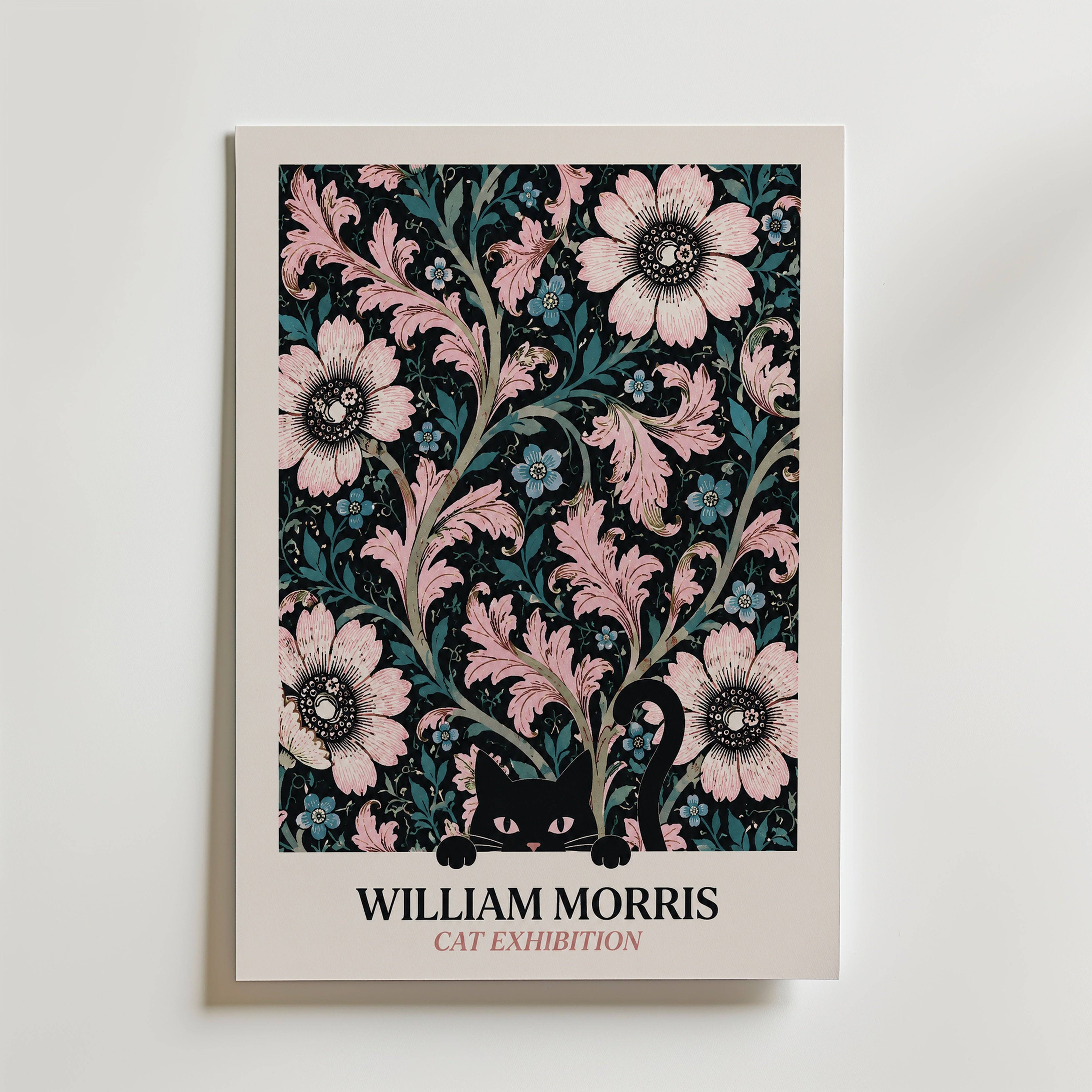 Cat in the Anemone William Morris Poster - Fine Art Poster 100x140 cm
