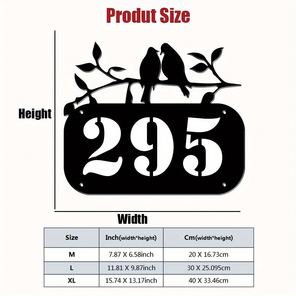 1pc , Couple Birds Metal Wall Art Custom Number Sign, Property Sign, Personalized Street Name Plate, Outdoor Decor, As Valentines Gift New Year Gift Graduation Gift, For Family, , Lovers