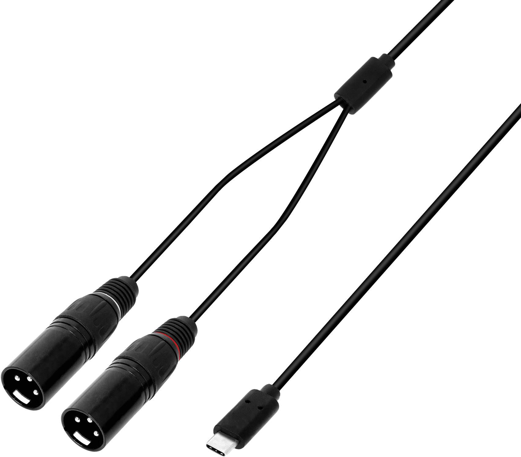 Adam Hall Cables 3 STAR Y MM USB-C 0150 - USB-C Y-Kabel | 2 x XLR Male x USB-C | 1,5 m