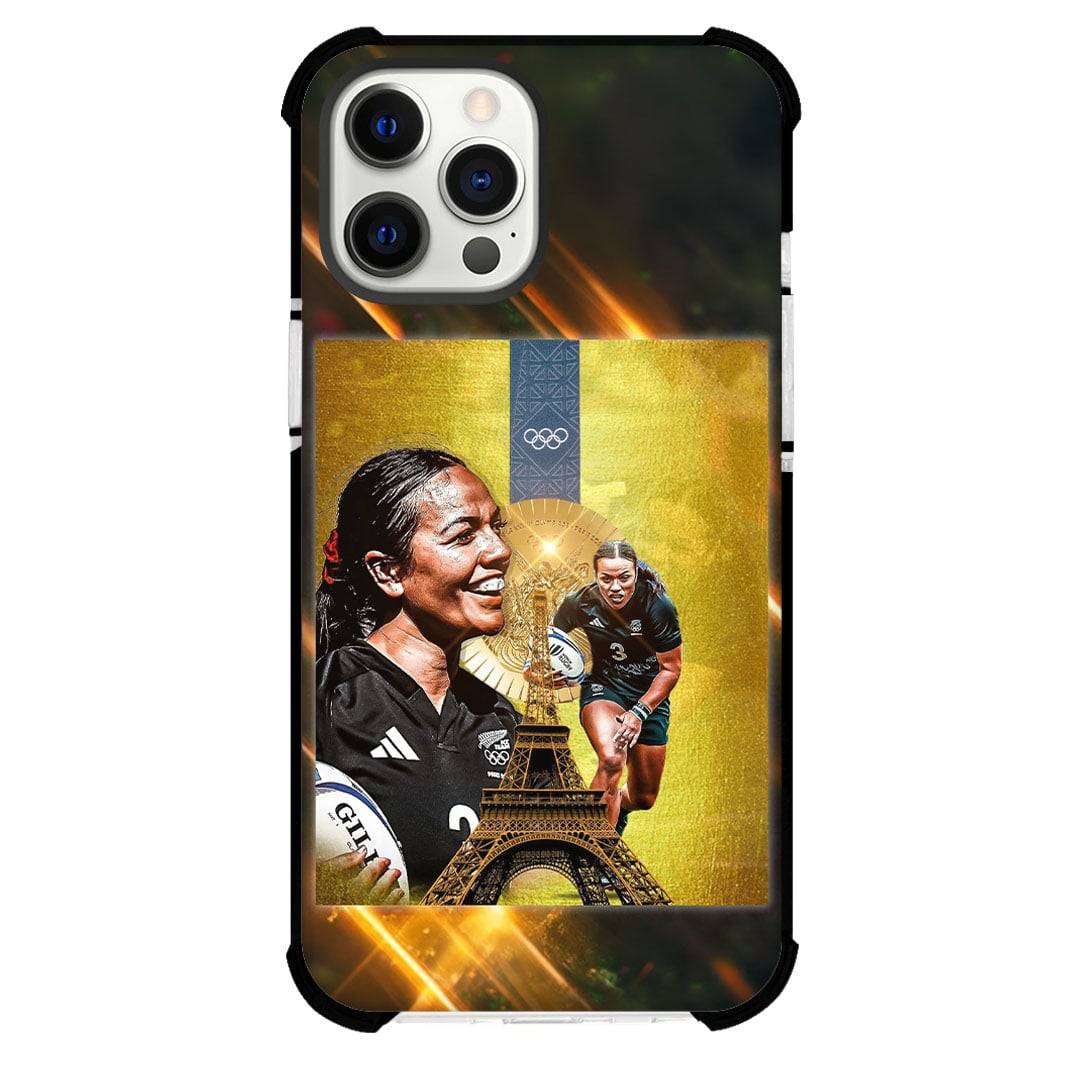 Womens Rugby New Zealand Black Ferns Phone Case For iPhone Samsung Galaxy Pixel OnePlus Vivo Xiaomi Asus Sony Motorola Nokia - Womens Rugby New Zealand Black Ferns Paris 2024 Olympic Gold Poster.