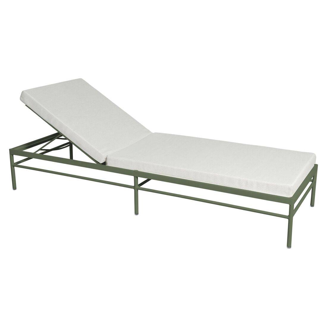 Fermob, Rivage Sunlounger - 47 Anthracite / Cactus- Plain weave - Sunbrella Natté quality fabric