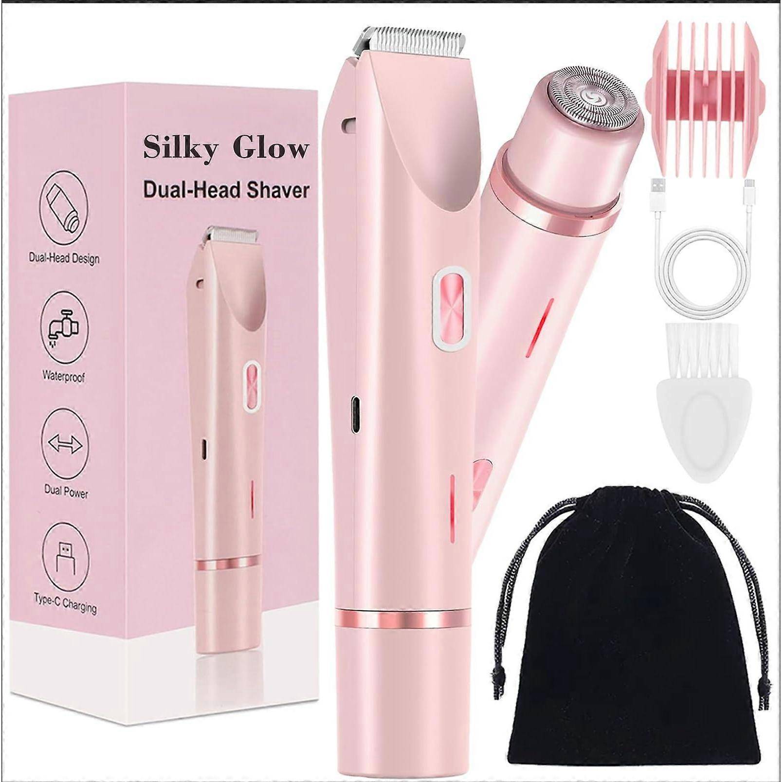 Silky Glow 2-i-1 Kroppsskelett och Bikini-trimmer för Kvinnor, Uppladdningsbar Rakapparat med Silk Glide Pro-teknologi