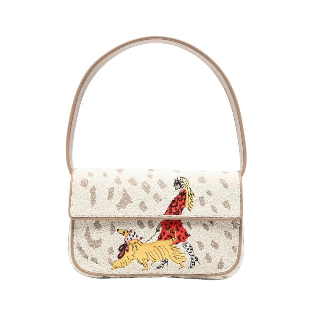 STAUD Tommy Beaded Bag - Tasker - Dame - Beige - ONE SIZE - Uld