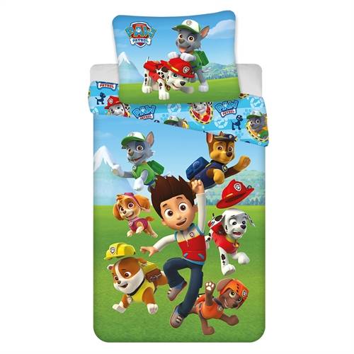 Paw Patrol sängkläder - 100% bomull - Barnsängkläder 140x200 cm - Ryder och alla valpkompisarna