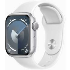 Apple Watch Series 9 Aluminium 41 mm (2023) | GPS | sølv | Sportsrem hvid M/L