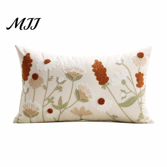 Broderat Kuddfodral Blommig Cover, Dekorativ Kudde Vår Hemuppfräschning Inredning Gårdshus för Vardagsrum Soffa Couch Nordisk
