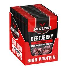 Jack Links Beef Jerky Original – 12er Pack (12 x 40g) – Trockenfleisch Eiweiß Snacks - High Protein Snack für Gym, Fitness, Outdoor - American Food für Menschen - Dörrfleisch Chips aus Rind Fleisch