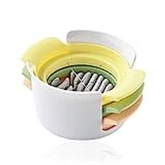 Äggskärare, 3 i 1 äggdelare i rostfritt stål, lämplig för att skära kokta ägg, jordgubbar, kiwi, vit