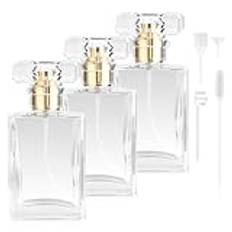 RVLZKCPG 3 stycken parfymsprejare, påfyllningsbara, 30 ml glas parfymflaska, tom, transparent perfumeatomizer, parfym flaska med tratt droppare parfymdispenser för kvinnor och män