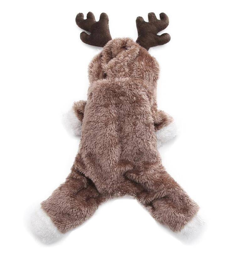 Vinter varma hundkläder jul älg kostym för små medelstora hundar mjuk bomull katt kostym husdjur jumpsuit kappa french bulldog hoodie - Älg / S