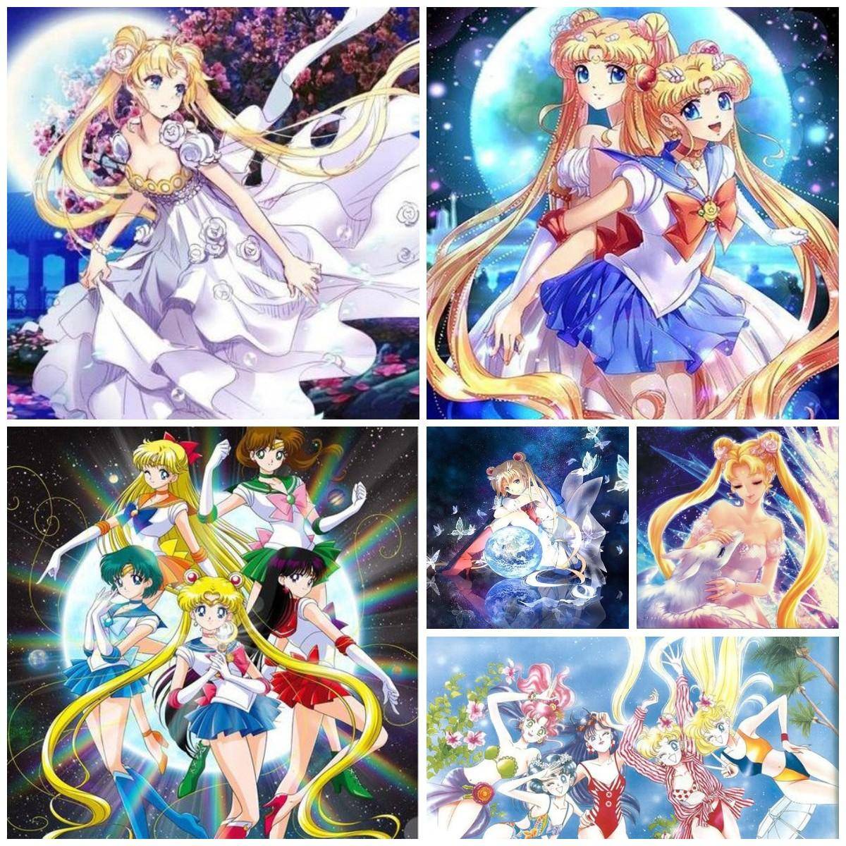 5D DIY Diamantmålning Sailor Moon Art Diamantbroderi Strassdekorationer för hem