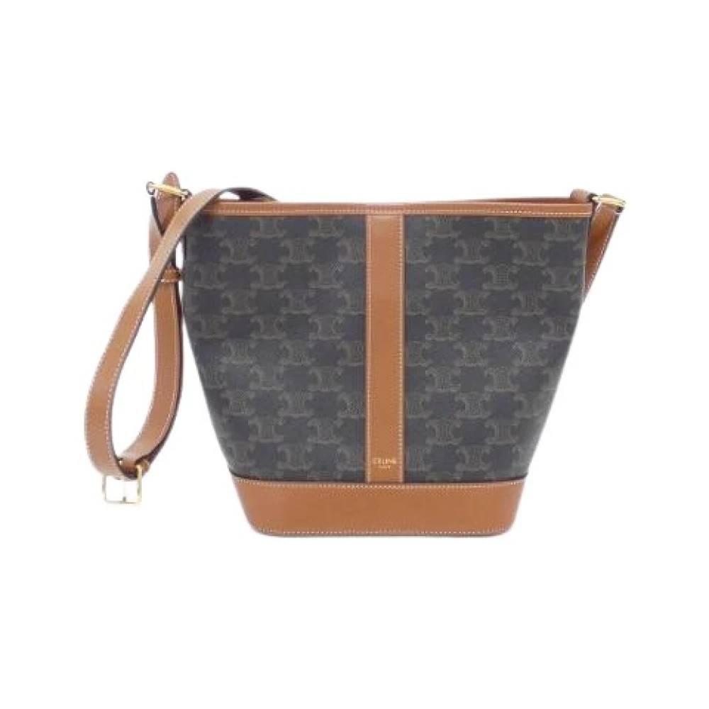 Celine Vintage Pre-owned Small Bucket Triomphe Canvas Skuldertaske - Vintage - Dame - Brun - ONE SIZE - Uld