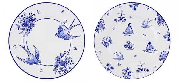 Ekstra store paptallerkener, Blue Porcelain, 8 stk