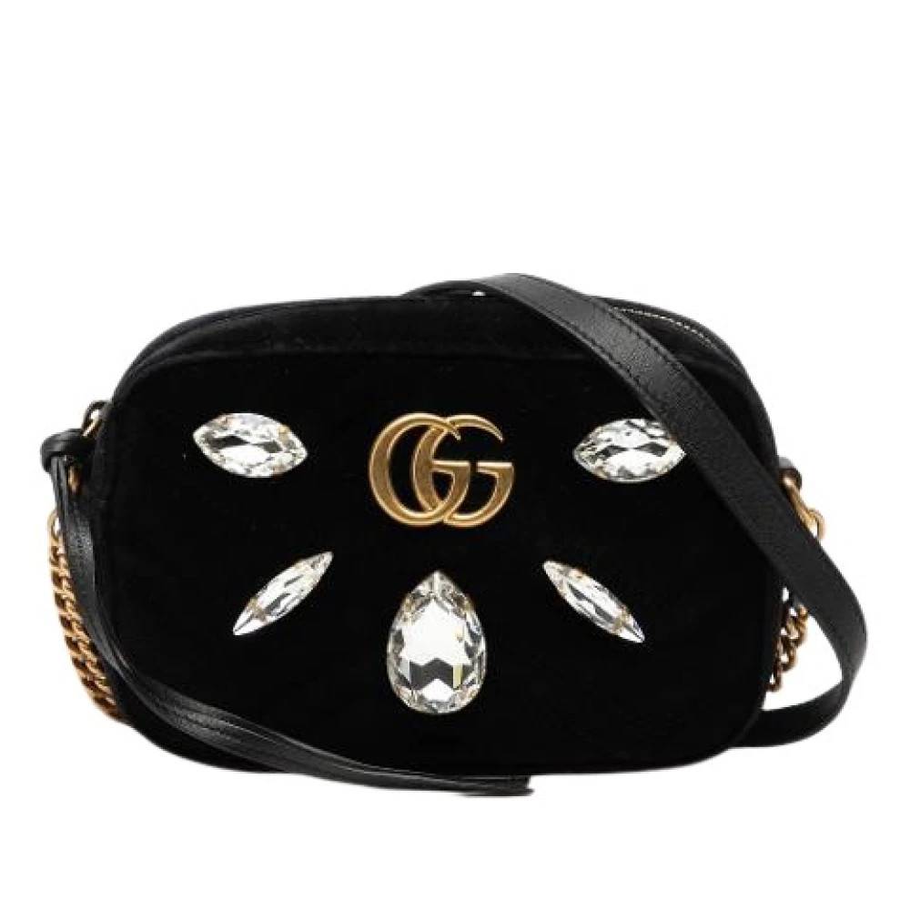 Gucci Vintage - Pre-owned Crystal-Embellished Velvet Crossbody Bag Vintage - Dam - ONE Size - Läder