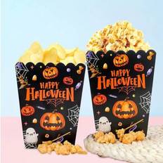 10 st/20 st/50 st Halloween Popcornlåda Svart Orange Halloween Godisförpackningar Storleksförpackning Snacks Godis Kakbehållare Skål Hink Pumpa Spöke (En-Storlek)