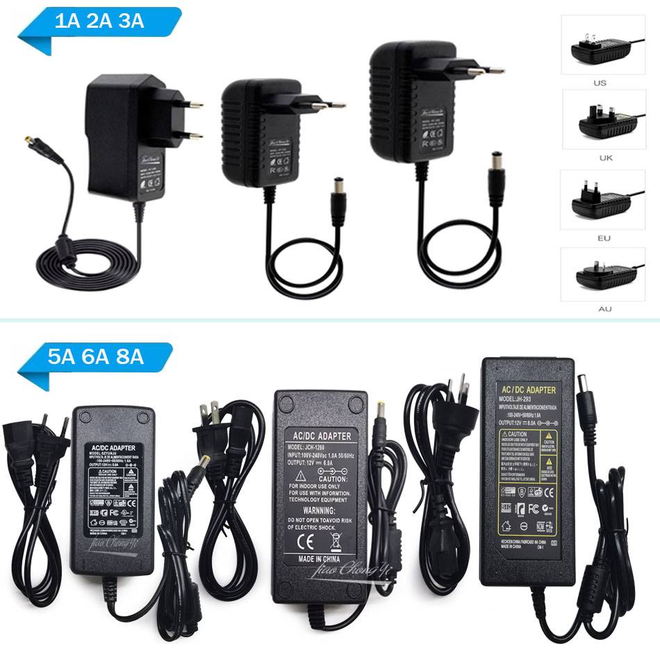 Switching Power Supply AC 110V 220V to DC 5V 12V 24V LED Lighting Transformer 1A 2A 3A 5A 6A 8A 10A CCTV Lamp Adapter
