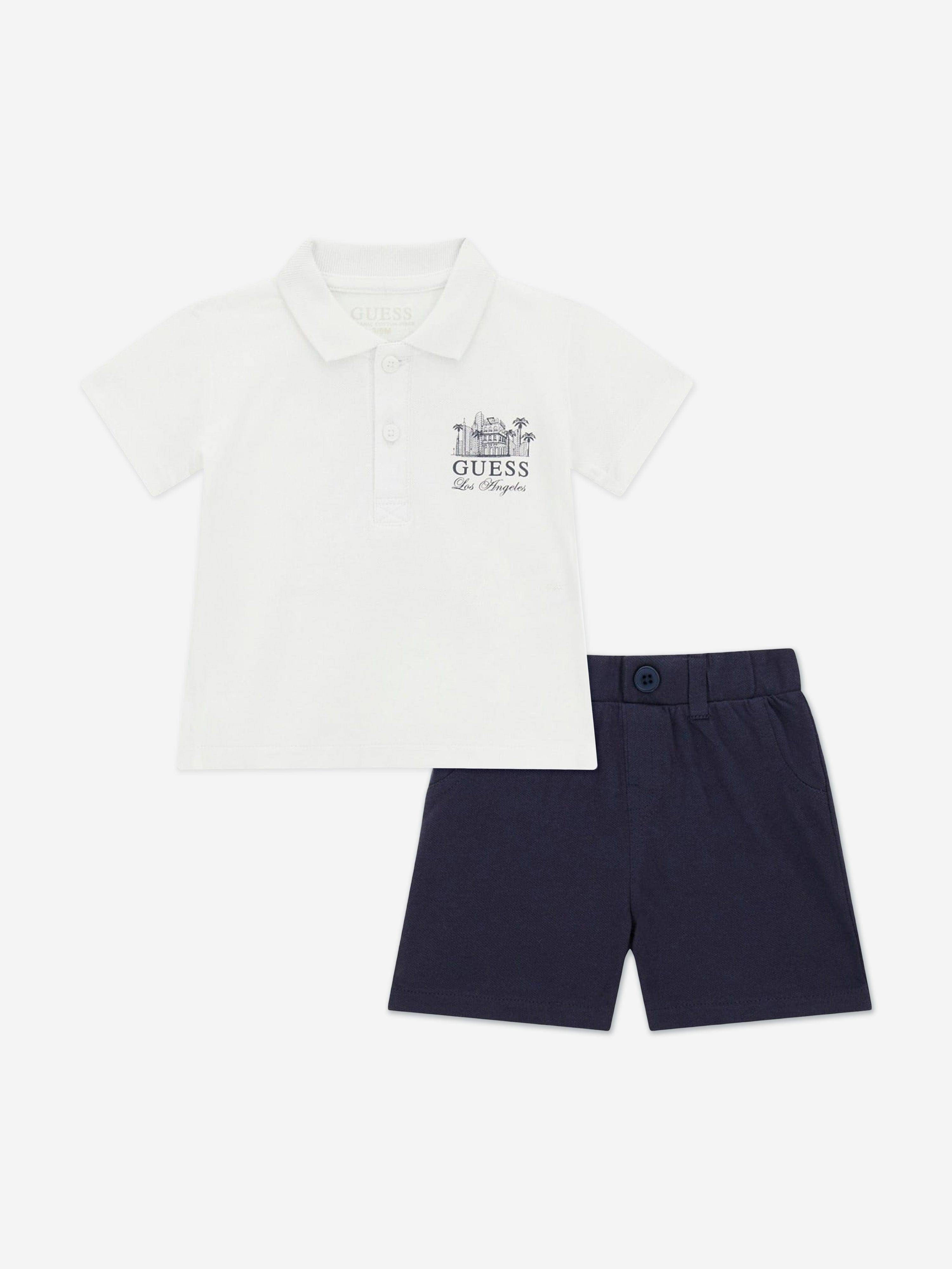Guess Baby Boys Polo Shirt and Shorts Set in Navy - Multicoloured / 12 Mths (12 Mths)
