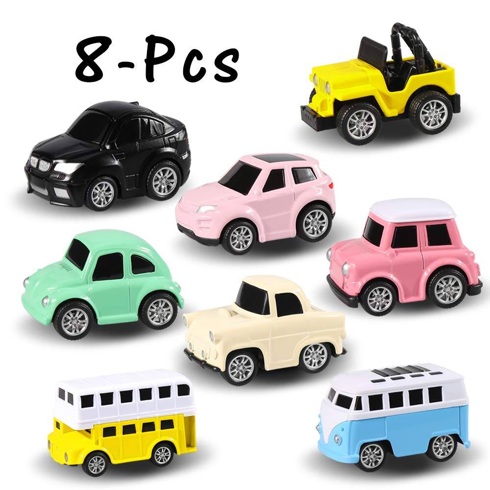 8-pack Dra tillbaka bilar, Micro Machines bilar, Mini gjutna bilar set Dra tillbaka fordon Legeringsleksaksbilar Gåvor för småbarn Pojkar Flickor, Åld
