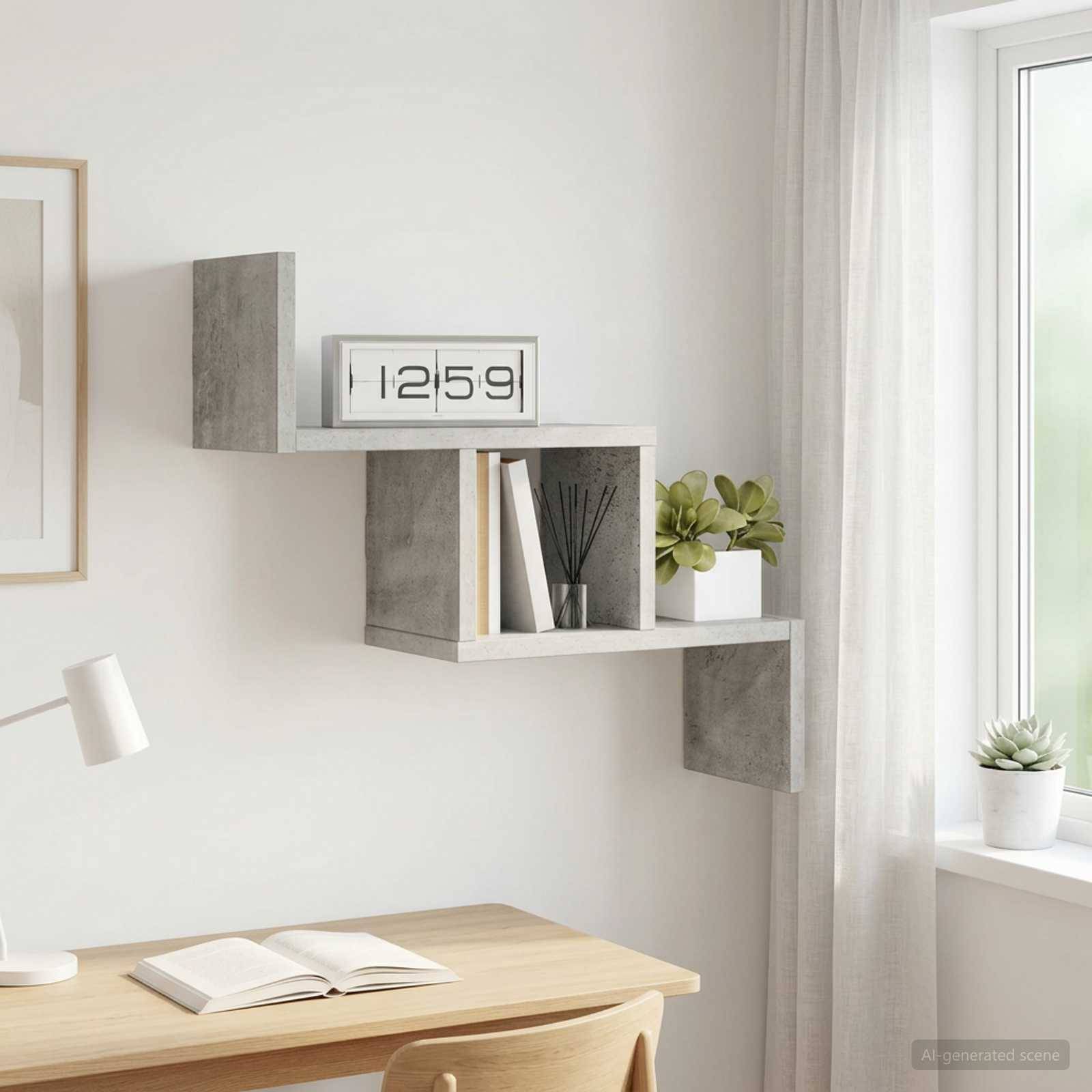 vidaXL Væghylde Betongrå 48 x 15 x 42 cm Konstrueret træ