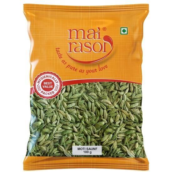 MAI RASOI Fänkålsfrön/Saunf Moti/Moti Sonf/Stora Hela - 100 g