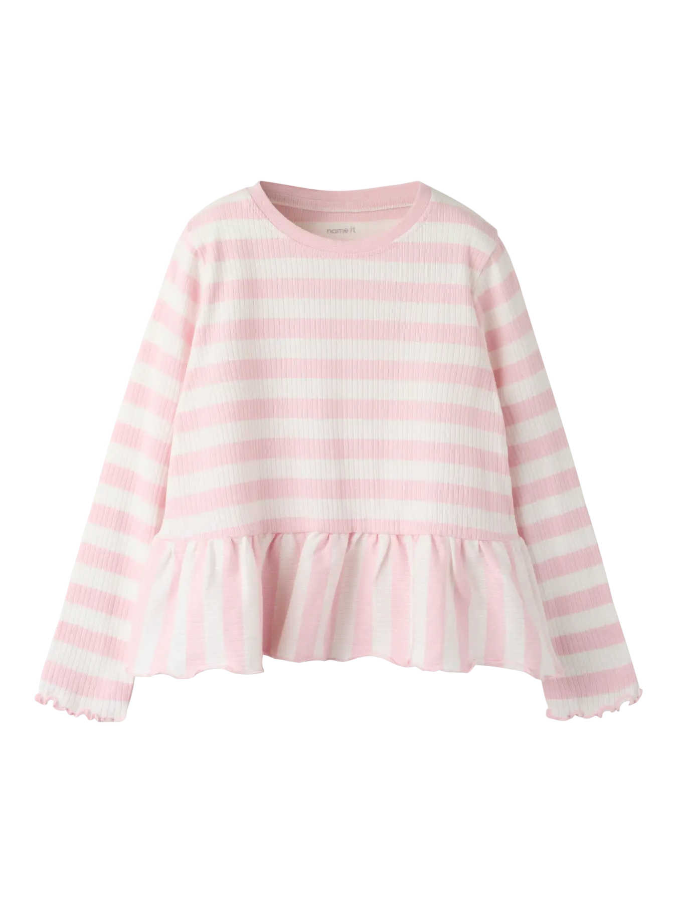 Name It Nilje - LS Peplum Top - Parfait Pink / Cloud Dancer.